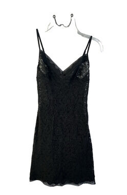 Victoria's Secret Sheer Lace Chemise Gown Women Small Black Sexy Lingerie Short